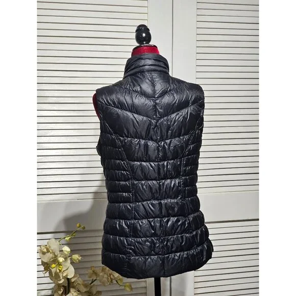 Athleta Women's Black Nylon Shell Puffer Downalicious Deluxe Vest Size M 2987 - Picture 6 of 13